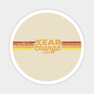 2020 Year of Change - Retro Stripes Sunset Magnet